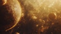 Golden Planet In A Cosmic Nebula Royalty Free Stock Photo