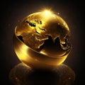 Golden planet Earth. Globe of gold. Royalty Free Stock Photo