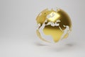 Golden planet earth, precious metal globe model, abstract investment background