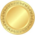Golden plate with ornament Royalty Free Stock Photo