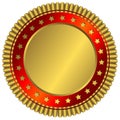 Golden plate with red ring and golden stars Royalty Free Stock Photo