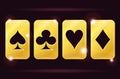 Golden playing cards on a dark background. Vector illustration