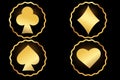 Golden playing cards.Golden suits of playing cards.