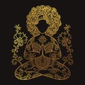 Yoga illustration. Meditation pose. Ornamental zenart