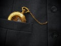 Golden Pocket Watch with Black Mens Waistcoat