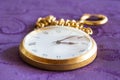 Golden pocket watch with chain