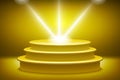 Golden podium in the form of hexagonal floodlighting Royalty Free Stock Photo