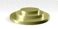 Golden podium three round steps vector 3D mockup