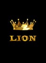 Golden poligonal king crown. Low poly lion logo. Royalty Free Stock Photo