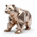 Golden Polygon Bear: A Stunning 3d Model With Metal Texture