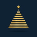 Golden polygon tree. Xmas minimalistic design. You can use it like card, banner, poster and ect