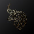 Golden polygonal Bull head illustration isolated on black background. Royalty Free Stock Photo