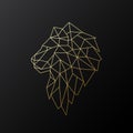 Golden polygonal Lion illustration isolated on black background. Royalty Free Stock Photo