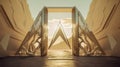 Golden Portal: A Surreal Journey Begins as a Gilded Door Emerges Among Desert Mountains, ai generative