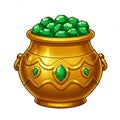 Golden Pot Filled with Emerald Gems Royalty Free Stock Photo