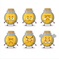 Golden potion cartoon character with various angry expressions