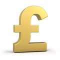 Golden pound Currency Icon Isolated, 3D gold pound symbol with white background, 3D rendering Royalty Free Stock Photo