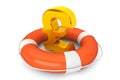 Golden pound symbol in Life Buoy Royalty Free Stock Photo