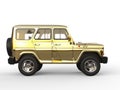Golden powerful off road car - side view