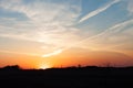 Golden prairie sunset sky