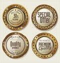 Golden premium quality retro vintage badges