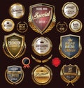 Golden premium quality retro vintage badges