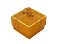 Golden present box isolated on white Royalty Free Stock Photo