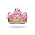 Princess crown or tiara with pearls and pink gems Royalty Free Stock Photo