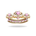 Princess crown or tiara with pearls and pink gems Royalty Free Stock Photo