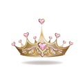 Princess crown or tiara with pearls and pink gems Royalty Free Stock Photo