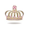 Princess crown or tiara with pearls and pink gems Royalty Free Stock Photo