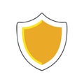 Golden Protection Shield Icon, Strong Security Symbol, Safety and Security Concept. Flat Design, vector Royalty Free Stock Photo