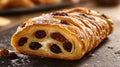 Golden Puff Pastry Roll With Raisins And Cream Royalty Free Stock Photo