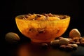 Golden Pumpkin Bowl with Nuts