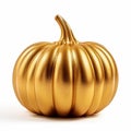 Golden Pumpkin On White Background - Vray Style Halloween Decoration