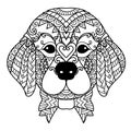 Mandala cute Golden retriever puppy dog for printing on product,engraving,coloring book and so on. Vector illustration