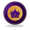 Golden And Purple Crown Token, Badge Element On White