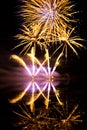 Golden and Purple Fireworks Royalty Free Stock Photo