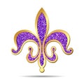 Golden and purple fleur-de-lis Royalty Free Stock Photo