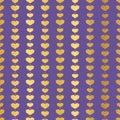 Golden purple geometric hearts seamless pattern.
