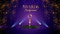 Golden Purple Stage Award Background.. Modern Abstract Background. Luxury Graphics.