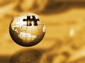 Golden puzzle globe Royalty Free Stock Photo