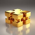 a golden puzzle piece on a gray surface Royalty Free Stock Photo