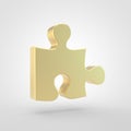 Golden puzzle piece icon isolated on white background. Royalty Free Stock Photo