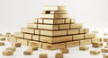 Golden Pyramid Shaped Blocks Stacked in Precise Pattern Royalty Free Stock Photo