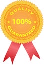 Golden quality badge with ribbon