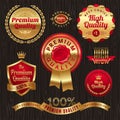 Golden quality labels and emblems