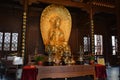 Golden Quan Yin Bodhisattva statue in Jade Buddha Temple, Shanghai China Royalty Free Stock Photo