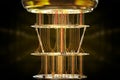 Golden quantum computer machine close up