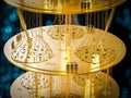 Golden quantum computer machine close up